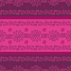 Pink Purple Lace-Geometric Modern Flowers seamless repeat pattern background Modern pattern of laces flowers shapes stripes in pink and purple . Perfect for fabric, scrapbook, wallpaper.