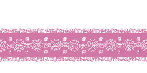 Pink Lace Border-Geometric Modern Flowers seamless repeat pattern border. Modern pattern of laces flowers shapes stripes in pink and white . Perfect for fabric, scrapbook, wallpaper.