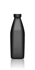 Realistic 3d black milk bottle mockup isolated on white background