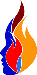 colourful flame face logo