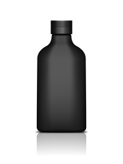 Realistic 3d black plastic bottle mockup isolated on white background