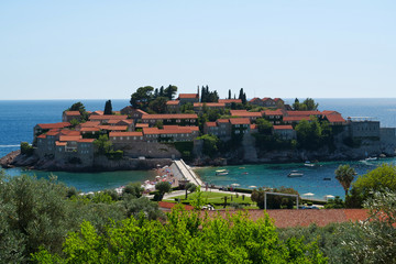 Fototapeta na wymiar Panorama of Sveti Stefan, Montenegro