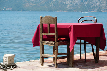Table in restaurant on the moorage