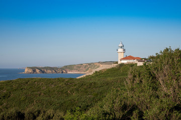 Fototapeta na wymiar Views of the lighthouse of Punta del Torco de Afuera in Suances, Cantabria, Spain. Nice place with spectacular views