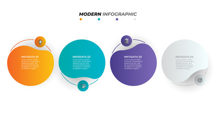 Vector infographic label design with circles and marketing icons. Business process step with 4 options.