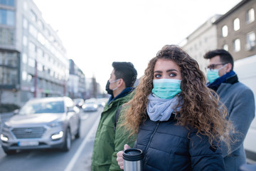 Coronavirus in city, prevention and protection concept.