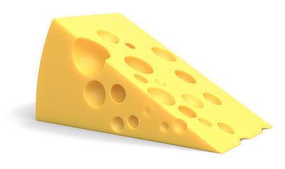 piece of cheese isolated on white background