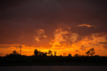 sunset on the lake landscape