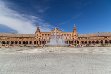 Fototapeta na wymiar Panoramic landscapes of Plaza de Espana, Spain Square in Seville, Spain