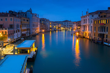 Grand canal of Venice city with beautiful architecture at dusk, Italy