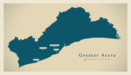 Modern Map - Greater Accra region map of Ghana GH