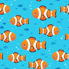 Fototapeta premium Seamless background stylized fishes 7