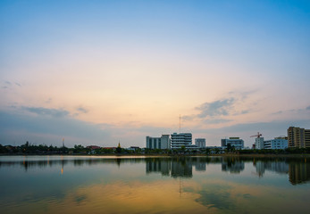 Obraz premium Sunset at the lake landscape