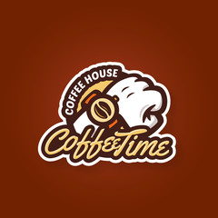 Coffee time badge label design concept