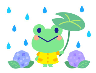 梅雨のかえる　ベクターイラスト