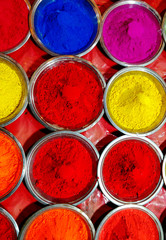 colourful dry powder colours for holi festival in india