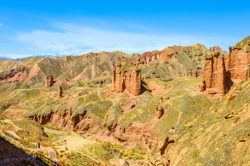 Landscape of typical landform at Binggou Danxia, Zhangye, China