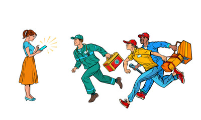 Woman through the Internet calls services