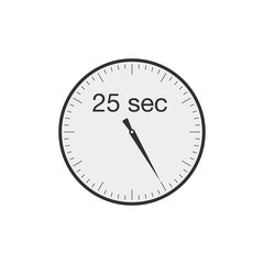 Simple 25 seconds or 25 minutes timer. Stock Vector illustration isolated on white background.