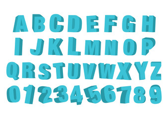 Vector illustration of a modern 3D font and alphabet.
