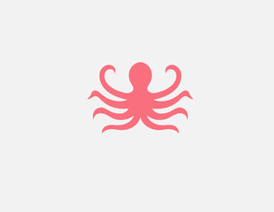 Abstract pink octopus silhouette icon logo for your company