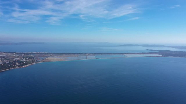 Salin Hyeres peninsula tour fondue sunny aerial day France mediterranean sea 