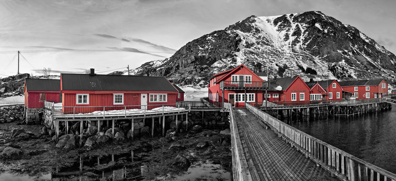 Norwegen Lofoten Ballstad coloriert