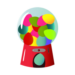 vending with Easter eggs. funny Easter card. vector. copy space.