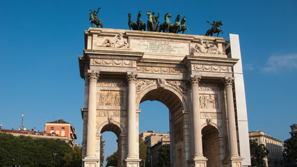 Fototapeta na wymiar Arch of Peace, Corso Sempione, Milan, Lombardy, Italy