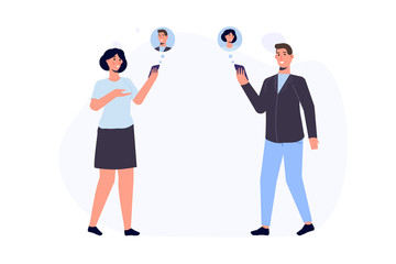 Business conversation on phone concept. Vector illustration.