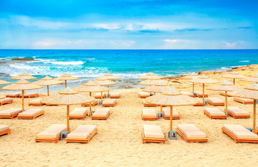 Ammos Kambouri beach in Aiya Napa, Cyprus. Ayia Napa coastline.