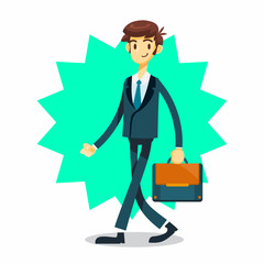 businessman cartoon character with walking pose