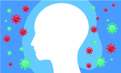 Blank head humen protect virus flat design.