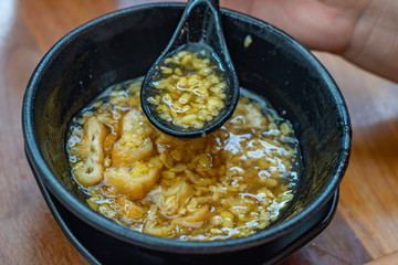 Delicious Asian dessert sweet mung bean porridge- tao suan