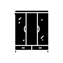 Wardrobe black icon, concept illustration, vector flat symbol, glyph sign.