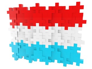 Puzzle pieces in the form of the Luxembourg flag