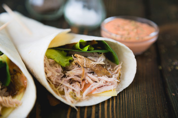 Pulled Pork with Tortilla Sauce and Salad