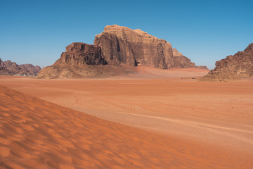 Fototapeta na wymiar Beautiful landscape of Wadi Rum desert, south part of Jordan, Arab