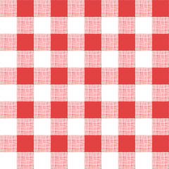 red gingham seamless pattern, abstract texture background, editable vector illustration for picnic decoration, fabric, textile, paper