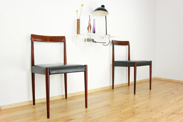 2x danish rosewood CHAIR Danish Design Chairs Mid Century 60s Vintage Dining leather seat wood...