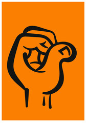 Dibujo de mano haciendo abecedario en lengua de señas chilena