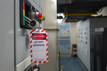 Lock station,machine - specific or switch gear roomd evices and safety first point, Cyber security or safety industrial concept