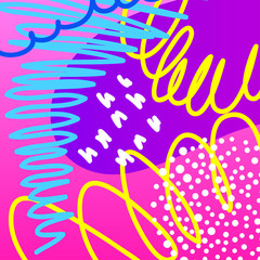 Abstract creative doodle background. Hand drawn cover template for design birthday card, summer party invitation, seasonal sale, childish t shirt picture or bag print etc.