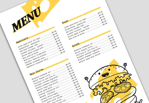 Simple Menu Layout with Illustration
