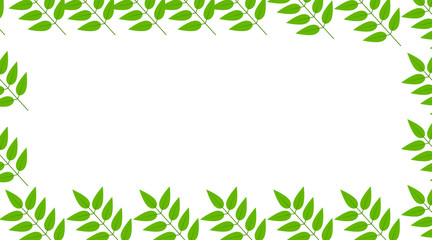 Green leaves frame  Nature White background isolated,  Perfect for greeting and invitation cards,  Perfect for greeting and invitation cards