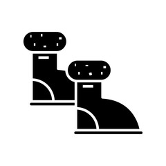 Winter boots black icon, concept illustration, vector flat symbol, glyph sign.