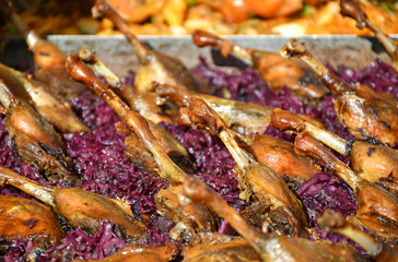 Goose leg roasting barbecue outdoor