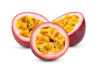 Passion fruit  on the white background. full depth of field