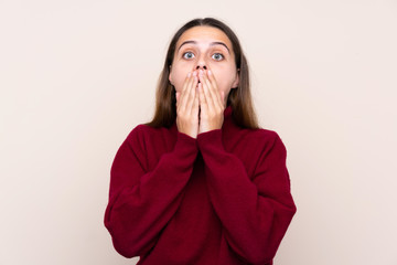 Teenager girl over isolated background with surprise facial expression