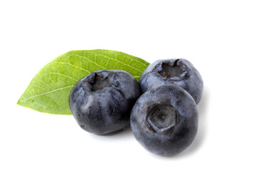 Blueberries and leaf